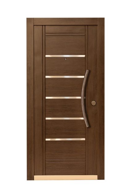 Puerta Multianclaje Izquierda NOGAL AMERICANO Barral CURVO 75 cm y Apliques NA5510I