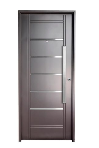 Puerta Iny NEGRA Izquierda Insertos de ACERO barral RECTANGULAR 75 cm Ciega N2610I