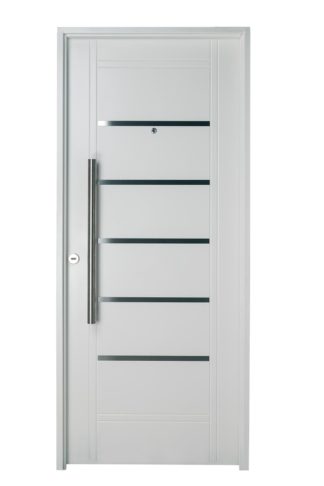 Puerta Iny BLANCA Derecha Insertos de ACERO barral REDONDO 75 cm Ciega B2410D