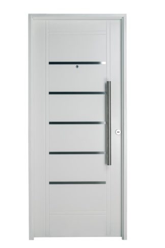 Puerta Iny BLANCA Izquierda Insertos de ACERO barral REDONDO 75 cm Ciega B2410I