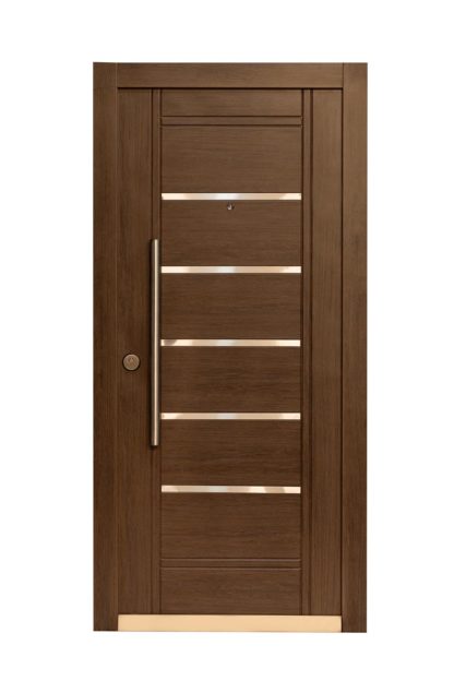 Puerta Multianclaje Derecha NOGAL AMERICANO Barral REDONDO 75 cm y Apliques NA5410D